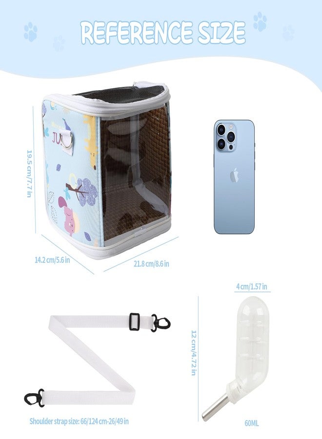 NOONEAU Guinea Pig Carrier Bag with Water Bottle，Travel Portable Small Animal Carrier Sling Pouch, Clear Window Carrier Backpack for Hamster Bunny Gerbil Hedgehog Sugar Glider Lizard Bird.(Blue) - Image 3